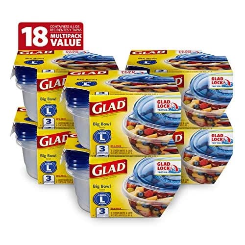 Glad Big Bowl Food Storage Containers 48 Oz | Leak-Resistant, Microwave & Dishwasher Safe, 3 Pack thumbnail 1