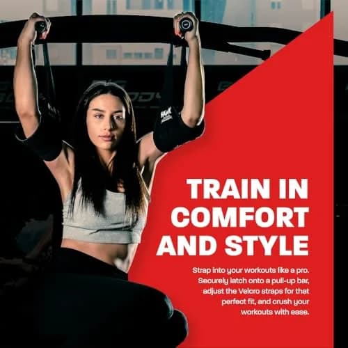Hawk Sports Black Lifting Straps Gym Accessories with Steel Carabiners, 2-Pack (300 lbs Capacity) thumbnail 5