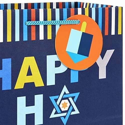Hallmark Hanukkah Gift Bag Assortment (8 Pack) | Festive Hanukkah Designs in Blue, Orange, Yellow thumbnail 5