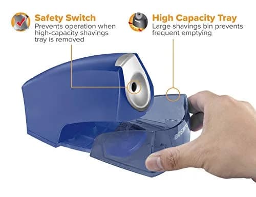 Bostitch Electric Pencil Sharpener for Classroom & Desk Use, Heavy-Duty Stall-Free Motor, High-Capacity Shavings Tray, Dark Blue thumbnail 5
