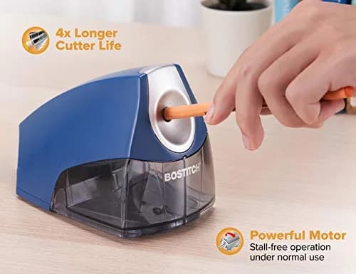 Bostitch Electric Pencil Sharpener for Classroom & Desk Use, Heavy-Duty Stall-Free Motor, High-Capacity Shavings Tray, Dark Blue thumbnail 2