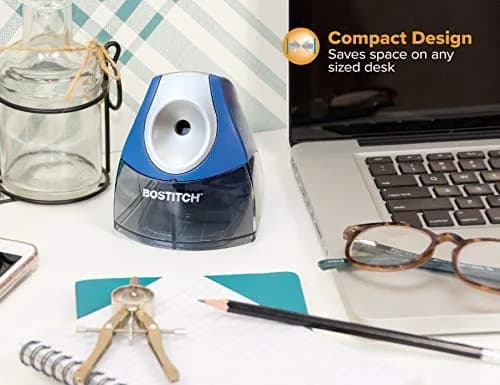 Bostitch Electric Pencil Sharpener for Classroom & Desk Use, Heavy-Duty Stall-Free Motor, High-Capacity Shavings Tray, Dark Blue thumbnail 3