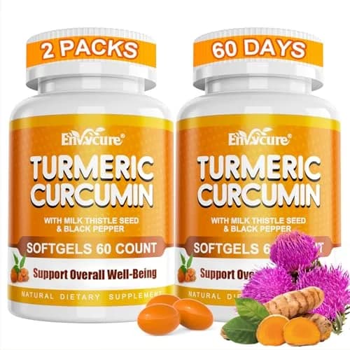 EnvyCure Turmeric Curcumin 2000mg Softgels with Milk Thistle, Ginger, Black Pepper | Supports Liver & Immunity thumbnail 1