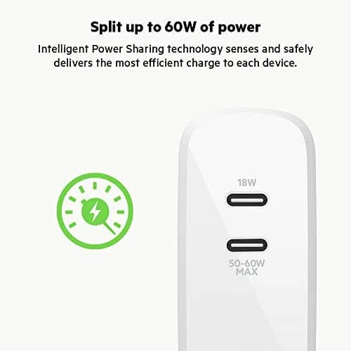Belkin 68W Dual GaN USB C Charger Block | Fast Charging for Travel thumbnail 5