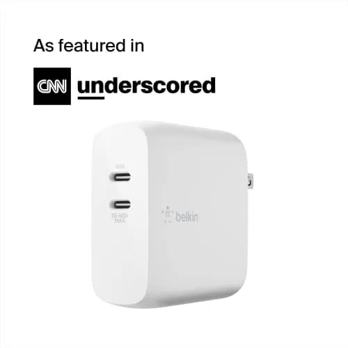 Belkin 68W Dual GaN USB C Charger Block | Fast Charging for Travel thumbnail 2