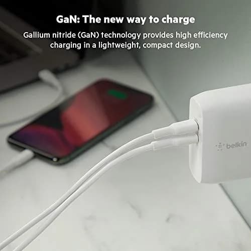 Belkin 68W Dual GaN USB C Charger Block | Fast Charging for Travel thumbnail 3