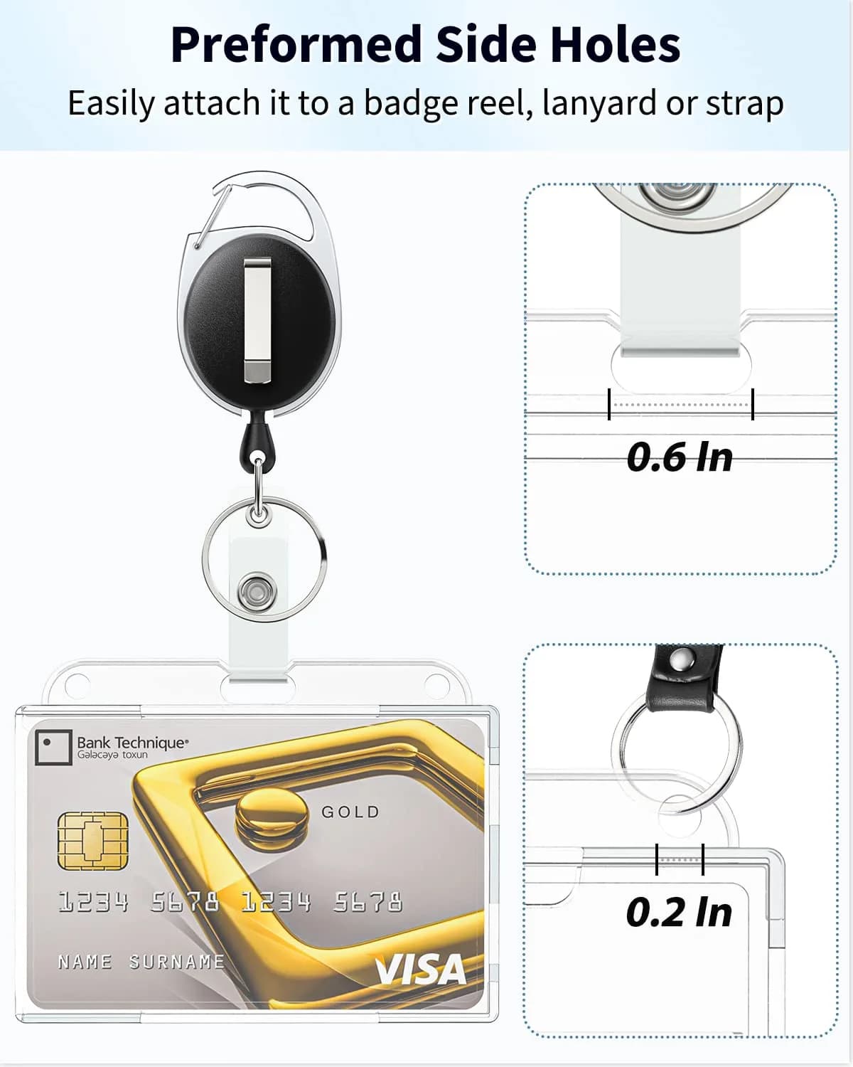 Pawfly Horizontal 2-Card Badge Holder 5 Pack | Clear Polycarbonate, Thumb Slot, Heavy Duty - view 5
