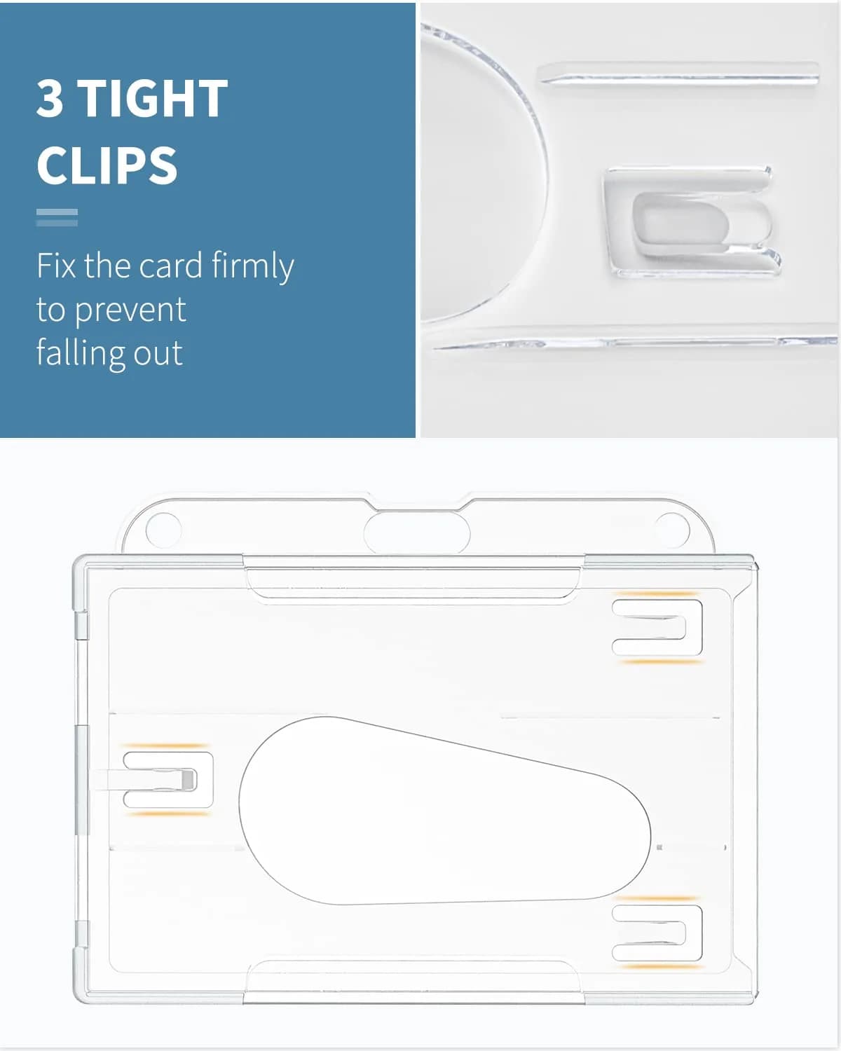 Pawfly Horizontal 2-Card Badge Holder 5 Pack | Clear Polycarbonate, Thumb Slot, Heavy Duty - view 7