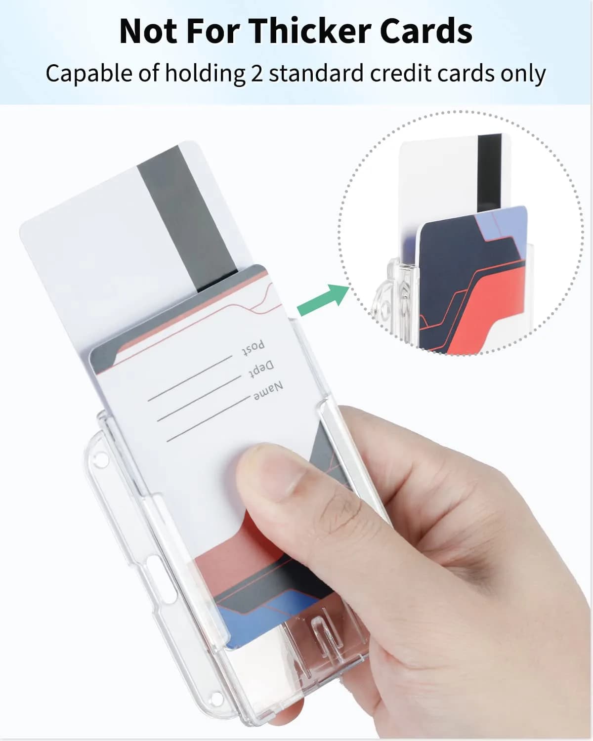 Pawfly Horizontal 2-Card Badge Holder 5 Pack | Clear Polycarbonate, Thumb Slot, Heavy Duty - view 2