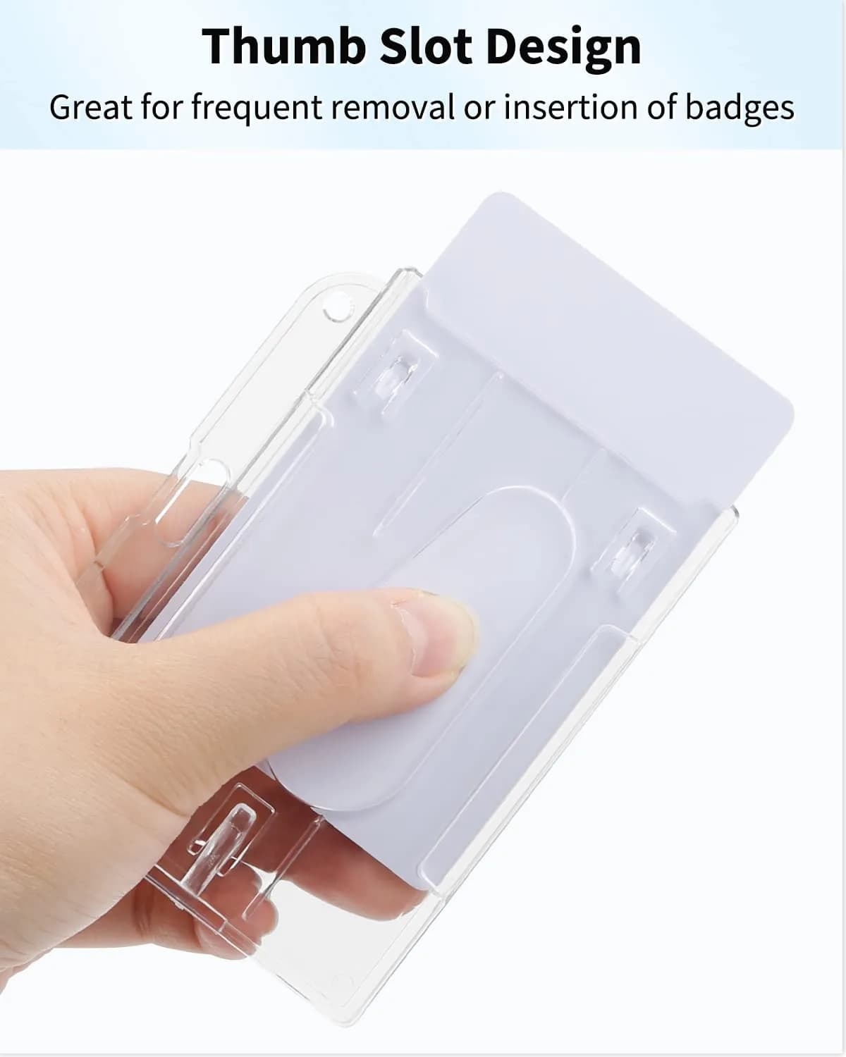 Pawfly Horizontal 2-Card Badge Holder 5 Pack | Clear Polycarbonate, Thumb Slot, Heavy Duty - view 3
