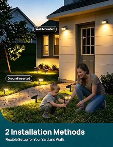 Linkind Solar Lights Outdoor Waterproof LED Spotlights 2 Pack | 650 Lumens, IP65 Weatherproof, Dusk-to-Dawn, Warm White thumbnail 6