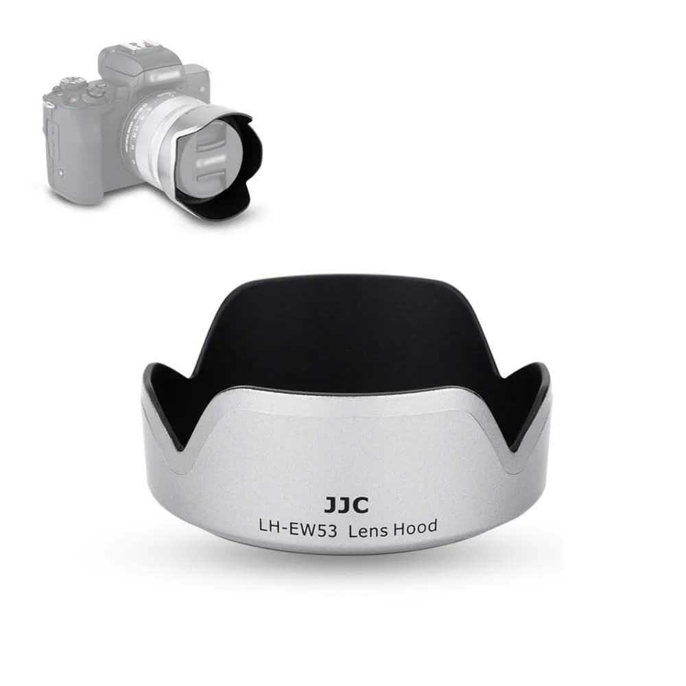 JJC Lens Hood Shade for Canon EF-M 15-45mm & RF-S 18-45mm Lenses | Replaces EW-53, 49mm Filter Compatible, Silver