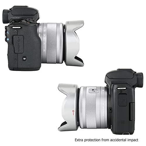 JJC Lens Hood Shade for Canon EF-M 15-45mm & RF-S 18-45mm Lenses | Replaces EW-53, 49mm Filter Compatible, Silver thumbnail 4