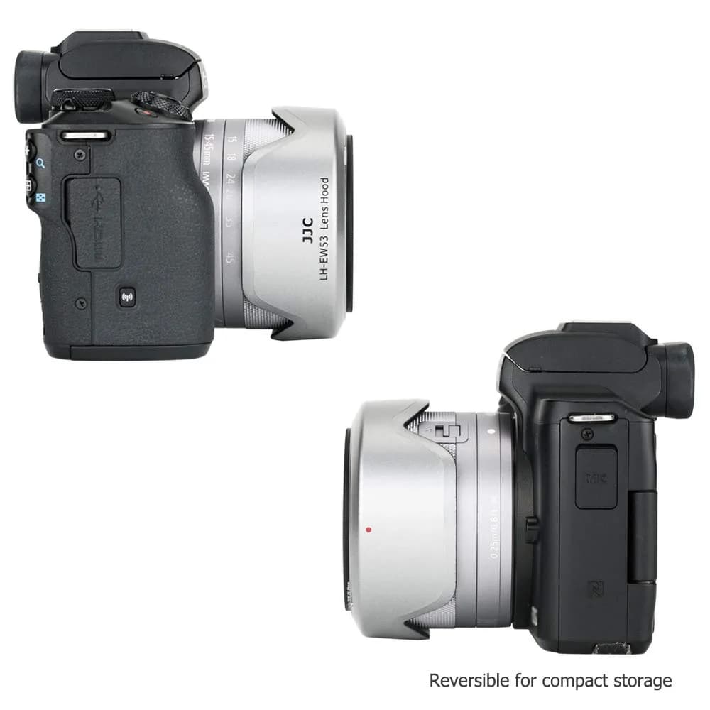 JJC Lens Hood Shade for Canon EF-M 15-45mm & RF-S 18-45mm Lenses | Replaces EW-53, 49mm Filter Compatible, Silver - view 6