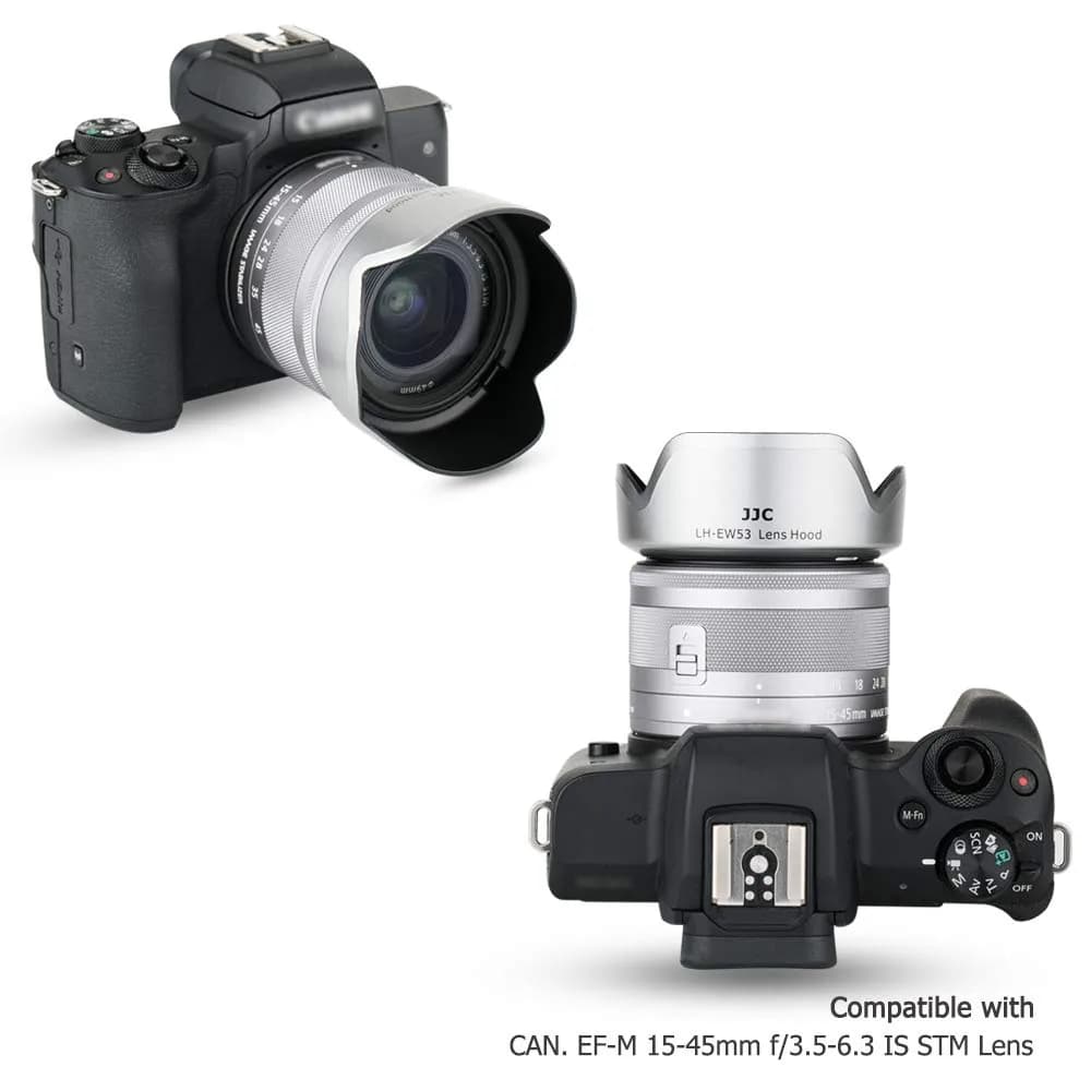JJC Lens Hood Shade for Canon EF-M 15-45mm & RF-S 18-45mm Lenses | Replaces EW-53, 49mm Filter Compatible, Silver - view 3