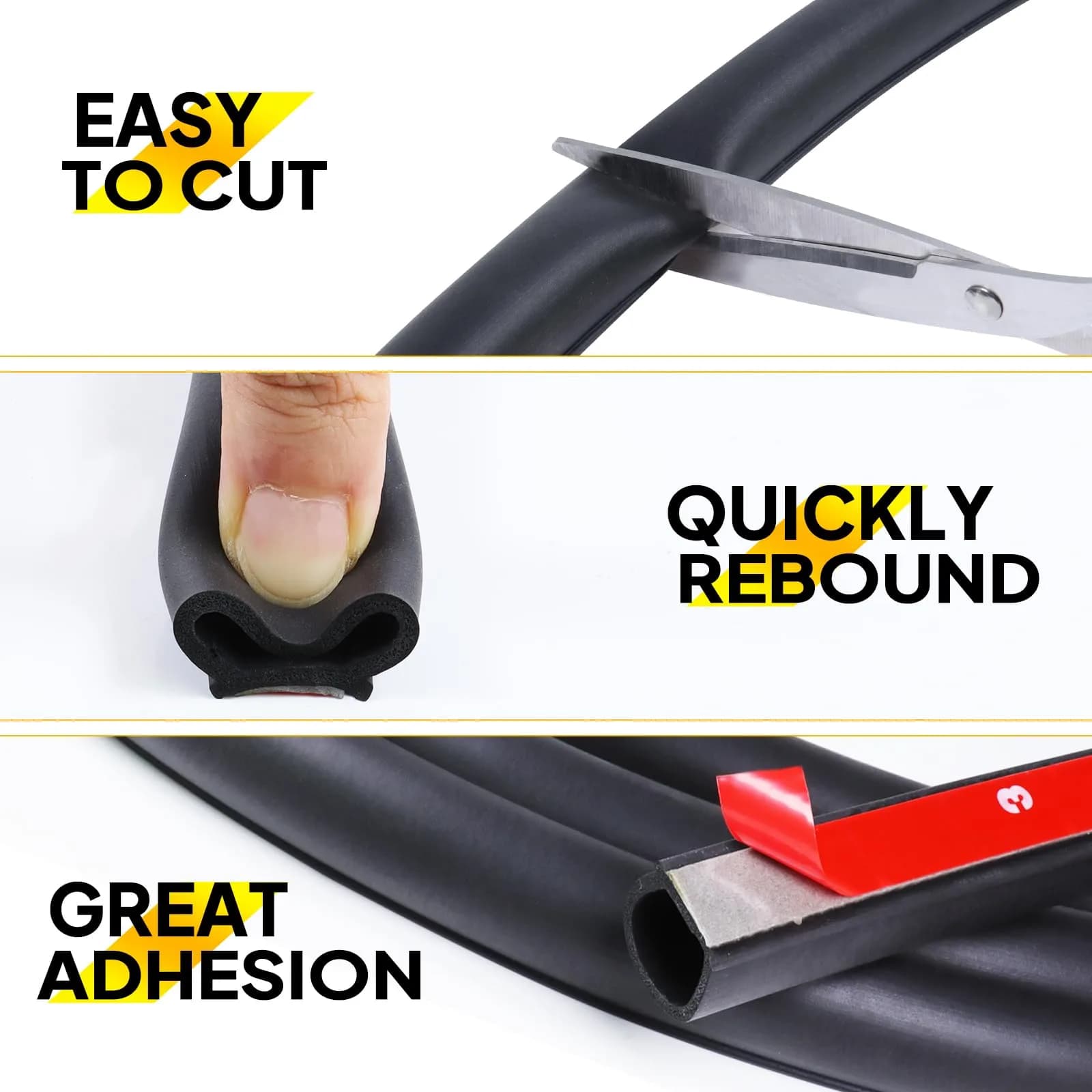 GoldWheel D-Shape Weather Stripping 6.1m (20ft) | Heavy Duty EPDM Rubber Seal for Doors & Windows - view 4