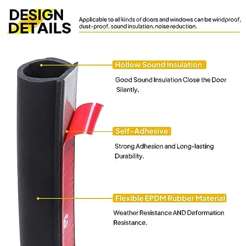 GoldWheel D-Shape Weather Stripping 3m (10ft) | EPDM Rubber Seal for Doors & Windows thumbnail 3