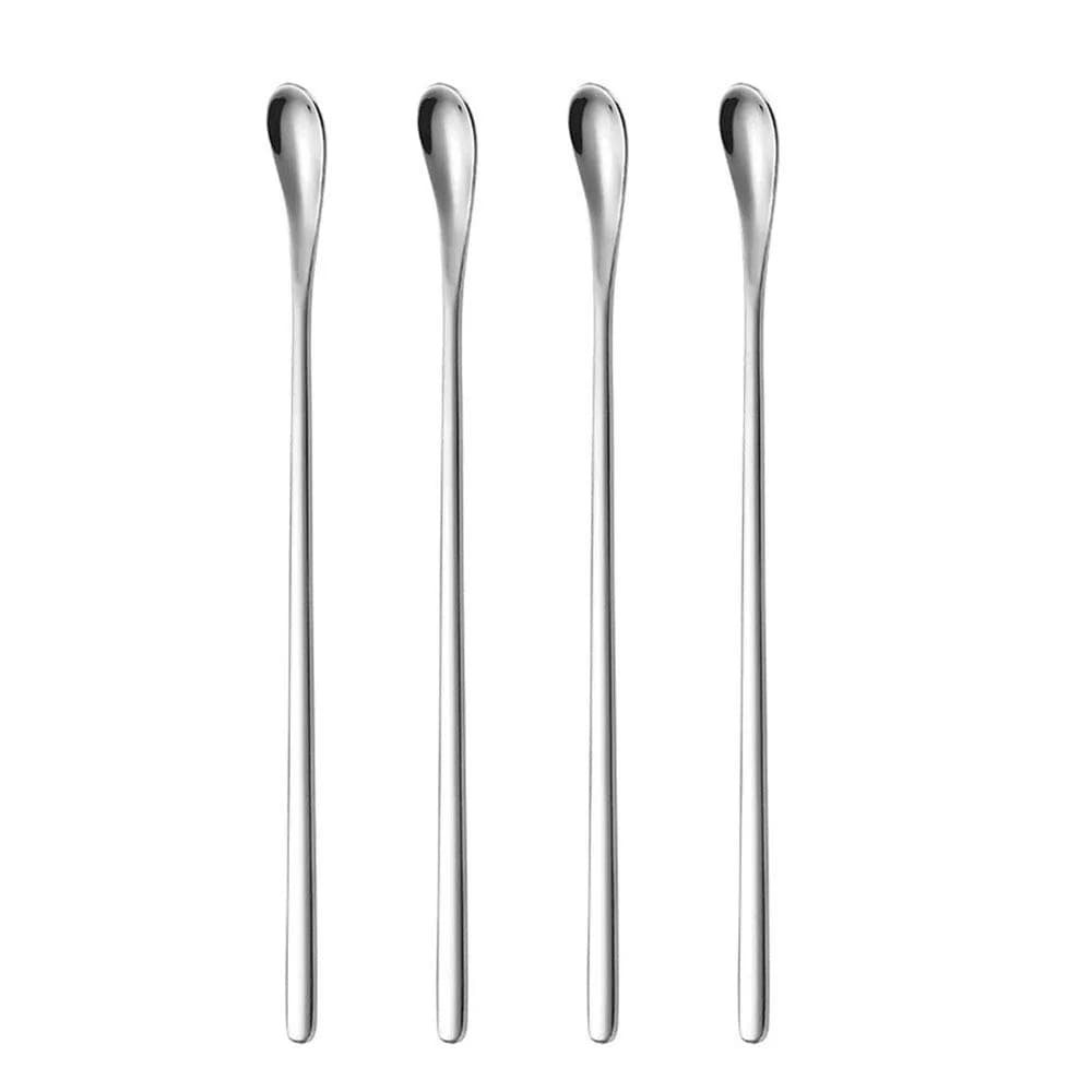 Delove Stainless Steel Coffee Stirring Spoon 7.6-Inch | Reusable Cocktail Swizzle Stick Set of 4