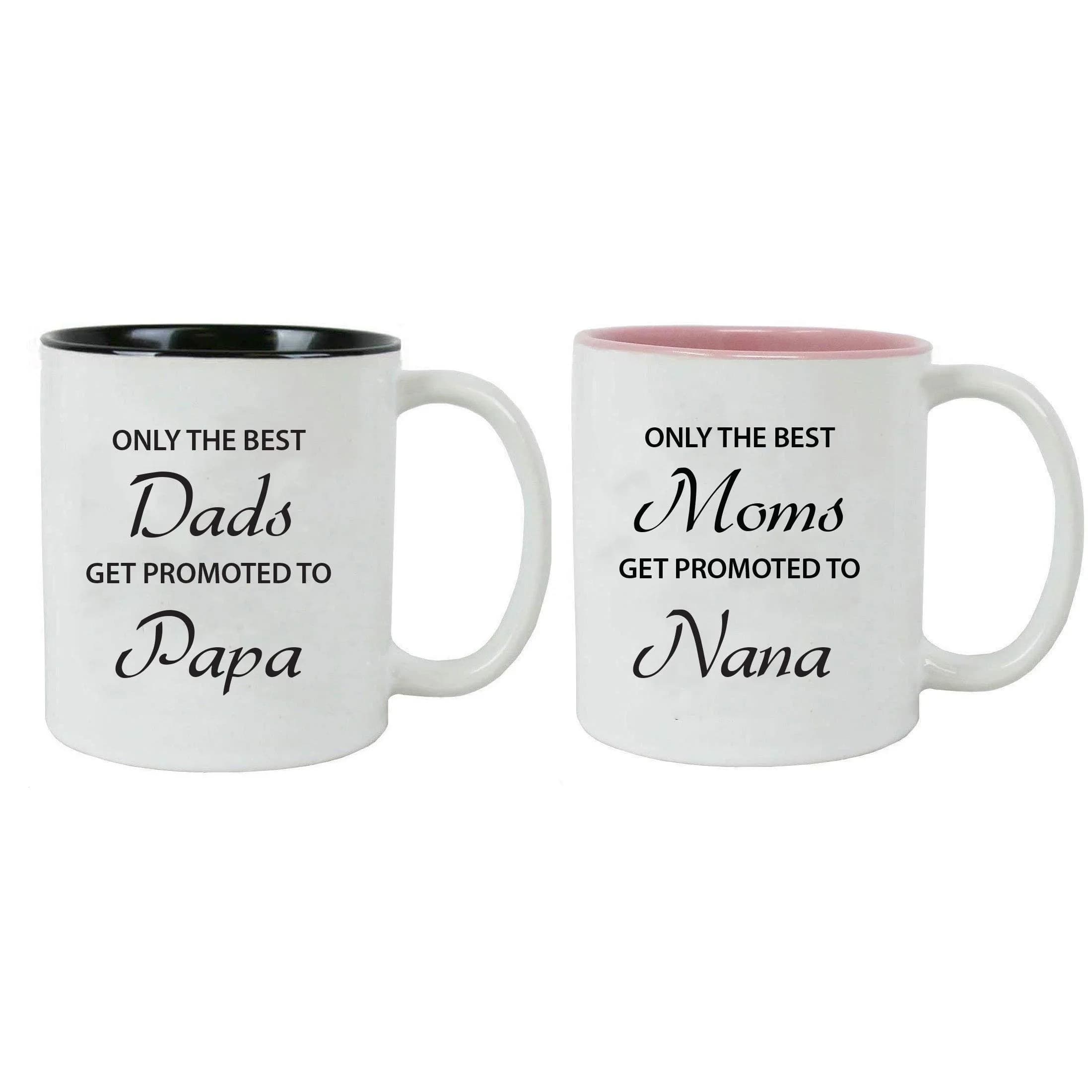CustomGiftsNow 11-Ounce Ceramic Coffee Mug | Dad/Mom Promotion Gift, Microwave Safe, Black/Pink — Black/Pink
