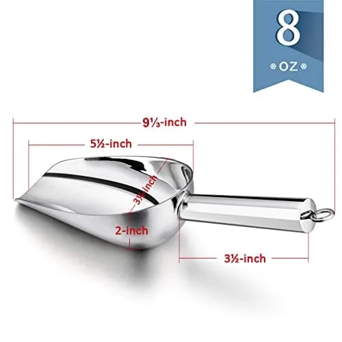 E-far Metal Ice Scoop Set of 2 | 8oz Stainless Steel Kitchen Scooper for Ice Maker thumbnail 2