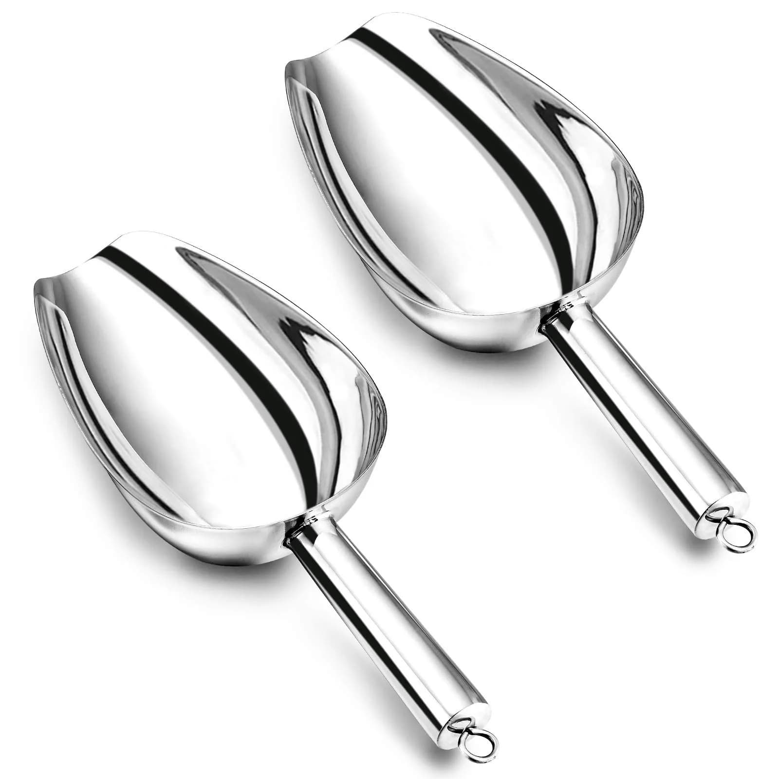 E-far Metal Ice Scoop Set of 2 | 24oz Stainless Steel Kitchen Utensils for Ice Maker - main product image