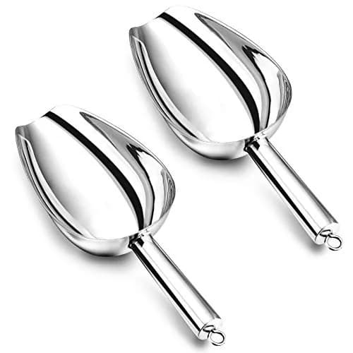 E-far Metal Ice Scoop Set of 2 | 24oz Stainless Steel Kitchen Utensils for Ice Maker thumbnail 1