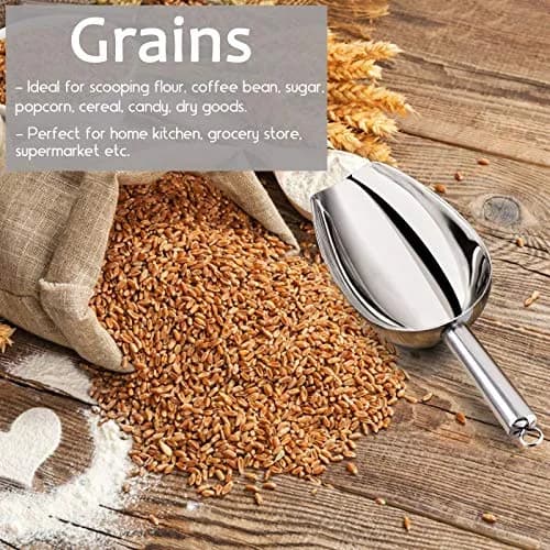 E-far Metal Ice Scoop Set of 2 | 24oz Stainless Steel Kitchen Utensils for Ice Maker thumbnail 5