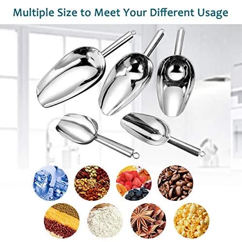 E-far Metal Ice Scoop Set of 2 | 24oz Stainless Steel Kitchen Utensils for Ice Maker thumbnail 7