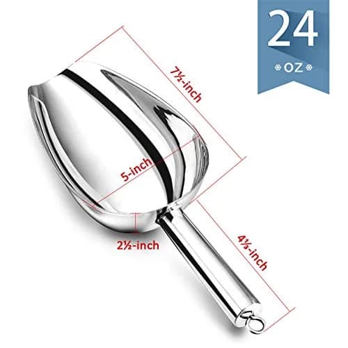E-far Metal Ice Scoop Set of 2 | 24oz Stainless Steel Kitchen Utensils for Ice Maker thumbnail 2