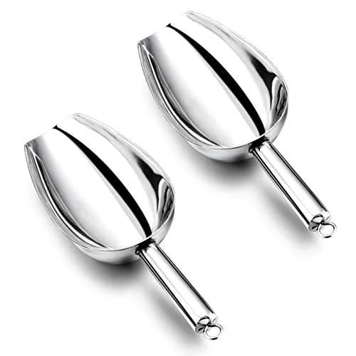 E-far Metal Ice Scoop Set of 2 12oz | Durable Stainless Steel Kitchen Scooper thumbnail 1