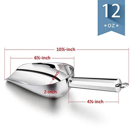 E-far Metal Ice Scoop Set of 2 12oz | Durable Stainless Steel Kitchen Scooper thumbnail 2
