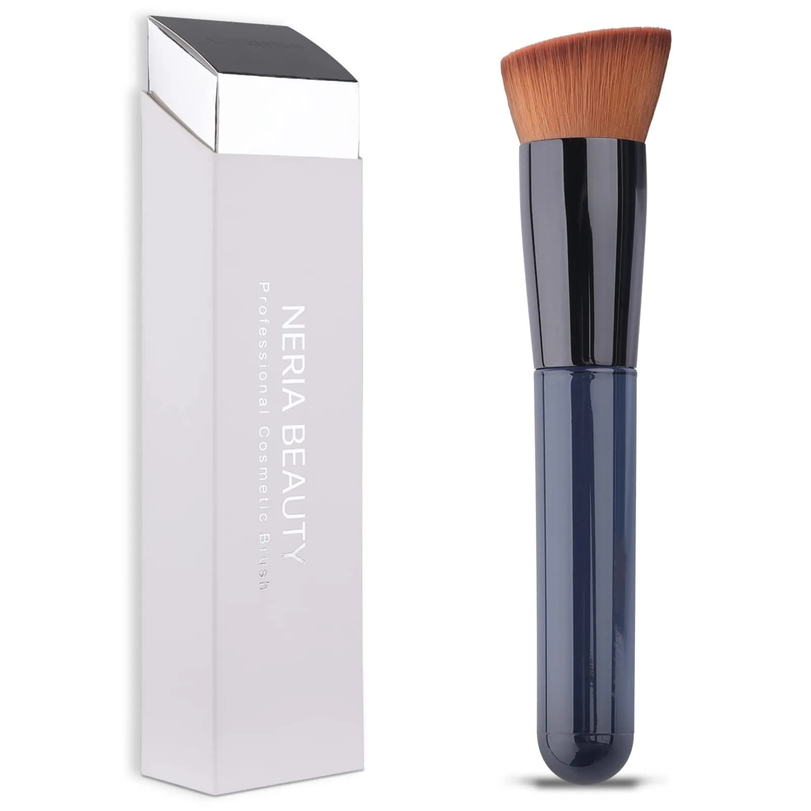 EVRCHGIEA Foundation Brush, Flat Top Kabuki for Liquid, Cream & Powder, Travel Size | Flawless Blending