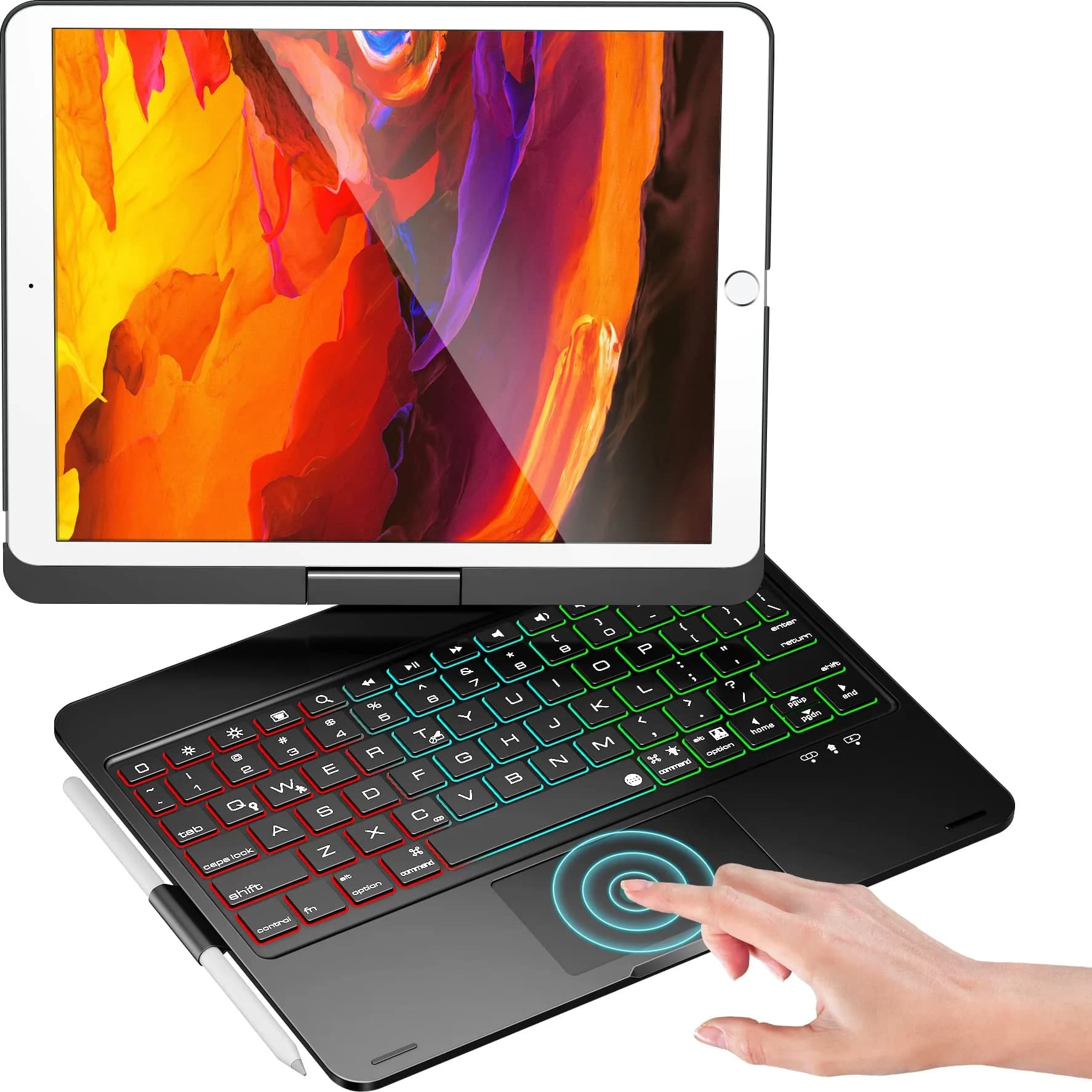 NOKBABO Black Keyboard Case for iPad 9th/8th/7th Gen 10.2" & iPad Air 3rd Gen/Pro 10.5" with Rotatable Touchpad & Backlight — Black