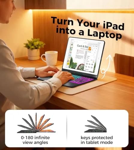 NOKBABO Black Keyboard Case for iPad 9th/8th/7th Gen 10.2" & iPad Air 3rd Gen/Pro 10.5" with Rotatable Touchpad & Backlight thumbnail 5