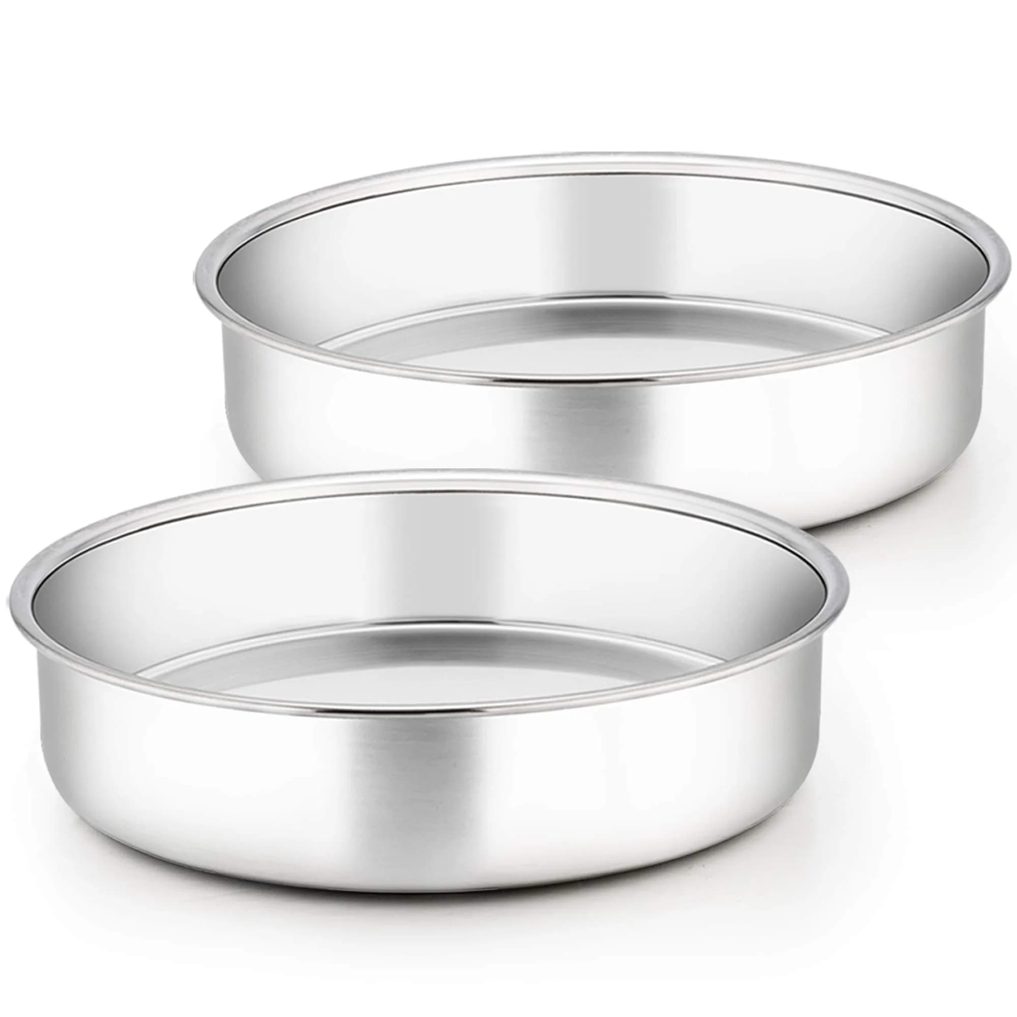 TeamFar 9.5 Inch Cake Pan Set of 2 | Heavy Duty Stainless Steel Round Baking Pans — 9.5 inch