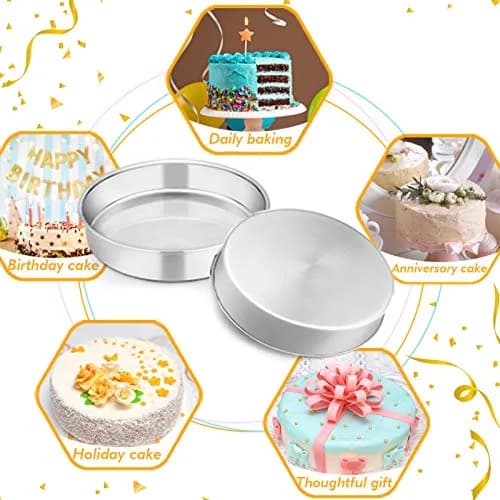 TeamFar 9.5 Inch Cake Pan Set of 2 | Heavy Duty Stainless Steel Round Baking Pans thumbnail 4