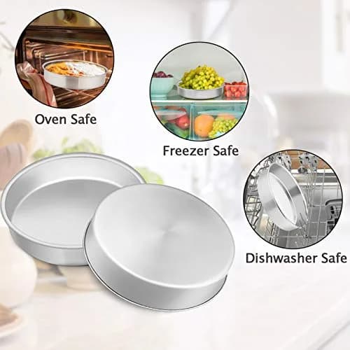 TeamFar 9.5 Inch Cake Pan Set of 2 | Heavy Duty Stainless Steel Round Baking Pans thumbnail 6
