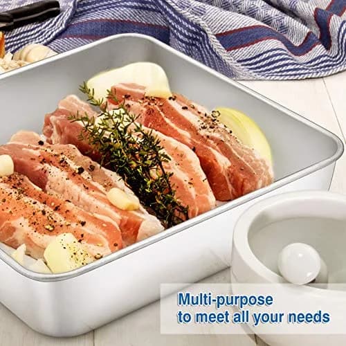 P&P CHEF Square Baking Pan 8x8 Inch (20.3x20.3 cm) - Set of 2 | Heavy Duty Stainless Steel thumbnail 4