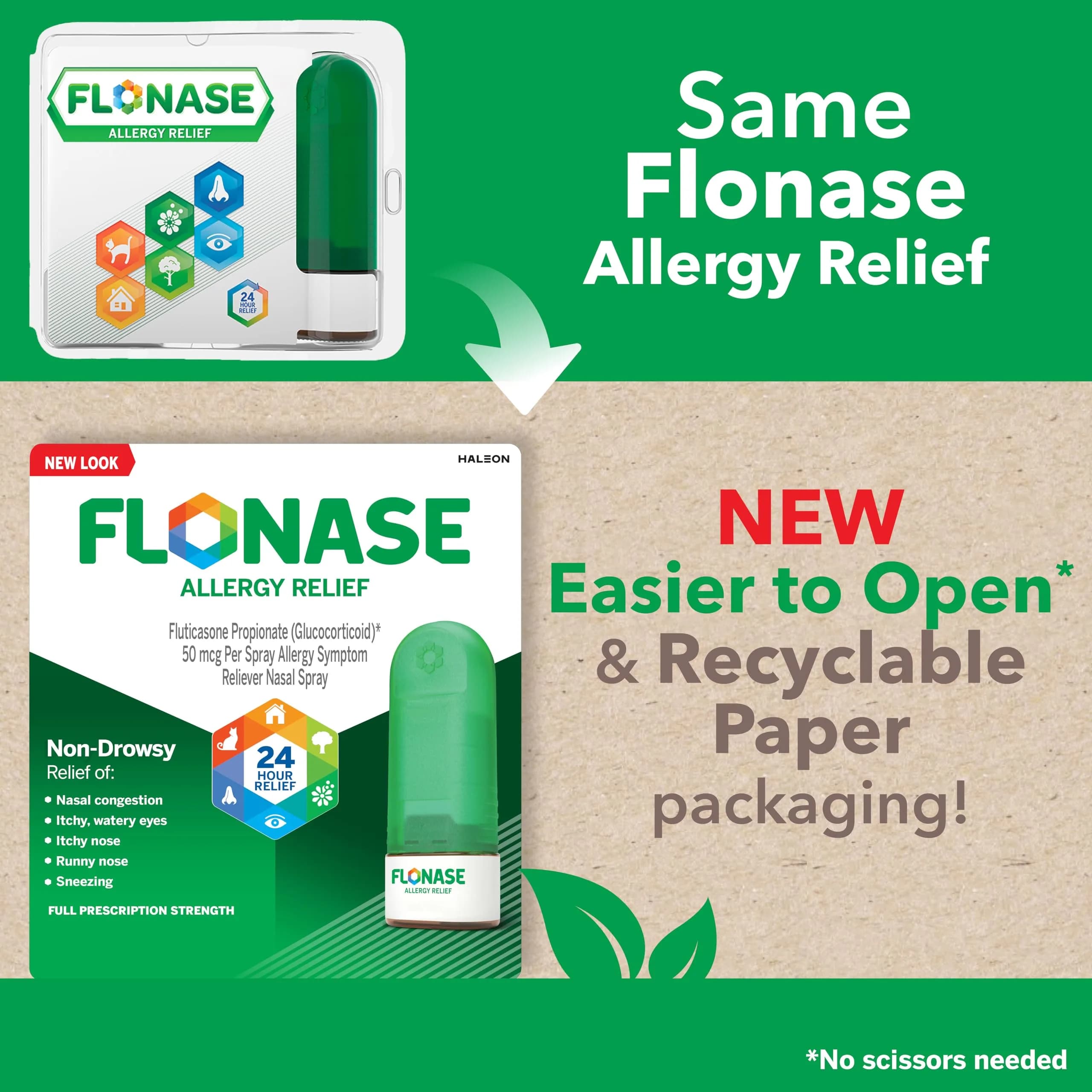 Flonase Allergy Relief Nasal Spray Fluticasone Propionate 50mcg 72 Sprays | Non-Drowsy 24-Hour Multi-Symptom Relief - view 7