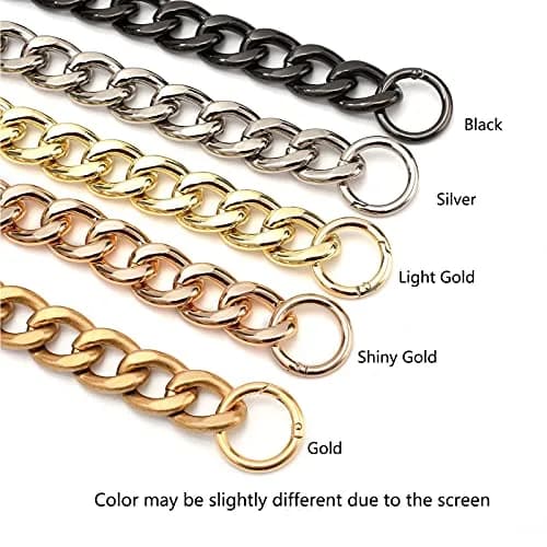 Xiazw Heavy Chunky Aluminum Metal Purse Handle Bag Chain Strap 23 Inches (Gold) | Punk Design with Snap Hooks thumbnail 4