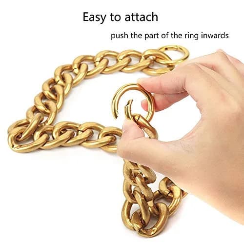 Xiazw Heavy Chunky Aluminum Metal Purse Handle Bag Chain Strap 23 Inches (Gold) | Punk Design with Snap Hooks thumbnail 5