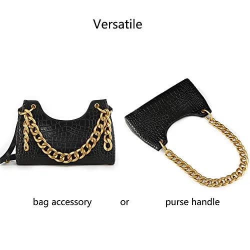 Xiazw Heavy Chunky Aluminum Metal Purse Handle Bag Chain Strap 23 Inches (Gold) | Punk Design with Snap Hooks thumbnail 6