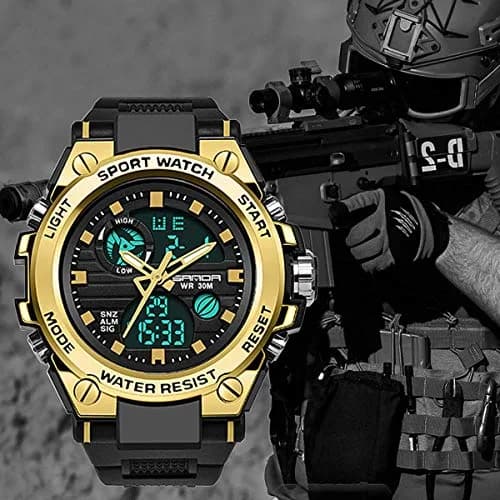 AIMES Men's Sport Watch 53mm (2.1 inch) | Dual Time Zone Military Watch with LED Alarm & Stopwatch thumbnail 2