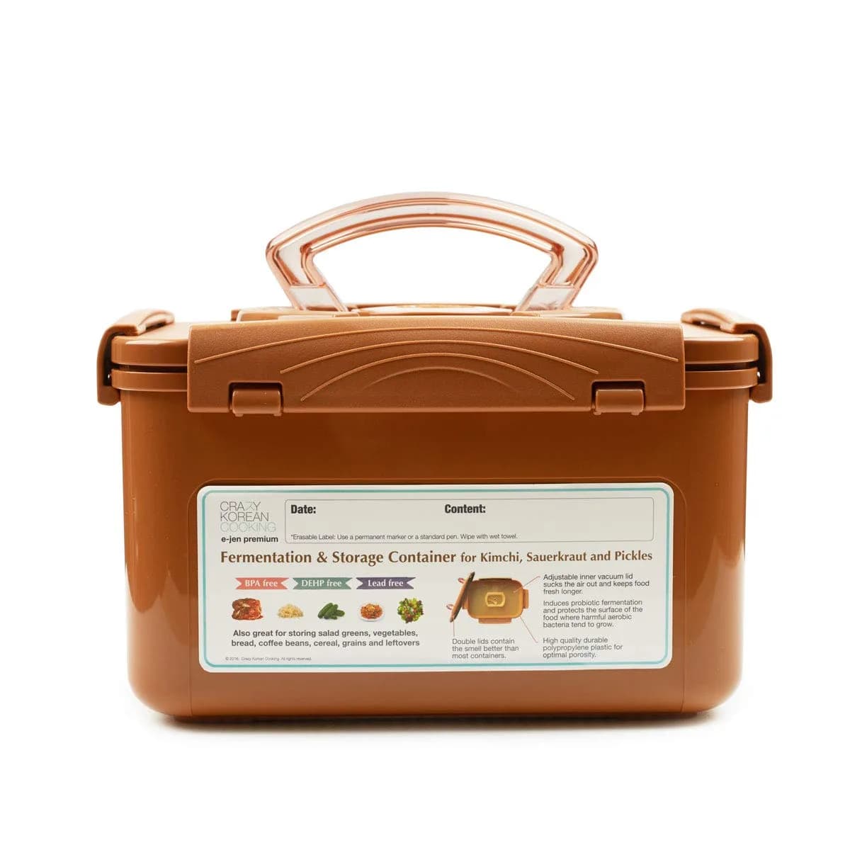 Crazy Korean Cooking Premium Fermentation Container 5.2 L | Traditional Onggi-Inspired Design — Brown