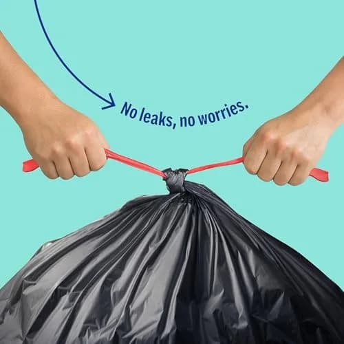 Perk Black Kitchen Trash Bags 33 Gallon | Heavy-Duty Drawstring Liners for Home & Office thumbnail 5
