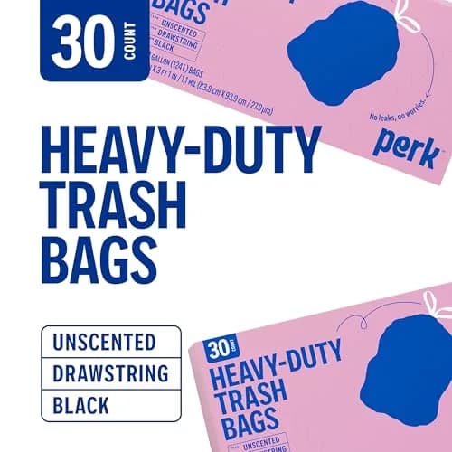 Perk Black Kitchen Trash Bags 33 Gallon | Heavy-Duty Drawstring Liners for Home & Office thumbnail 3