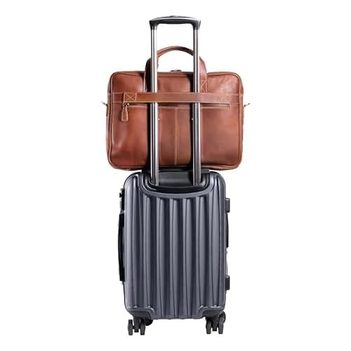 KomalC Leather Briefcase 16-inch Laptop Messenger Bag Satchel for Men and Women | Top Grain Buffalo Leather, YKK Zippers, Trolley Compatible thumbnail 4
