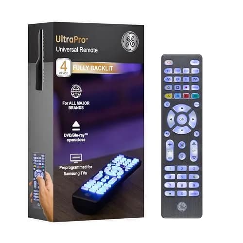 GE 4-Device Backlit Universal Remote Control | Samsung TV Compatible, Graphite, 1 Pack thumbnail 1