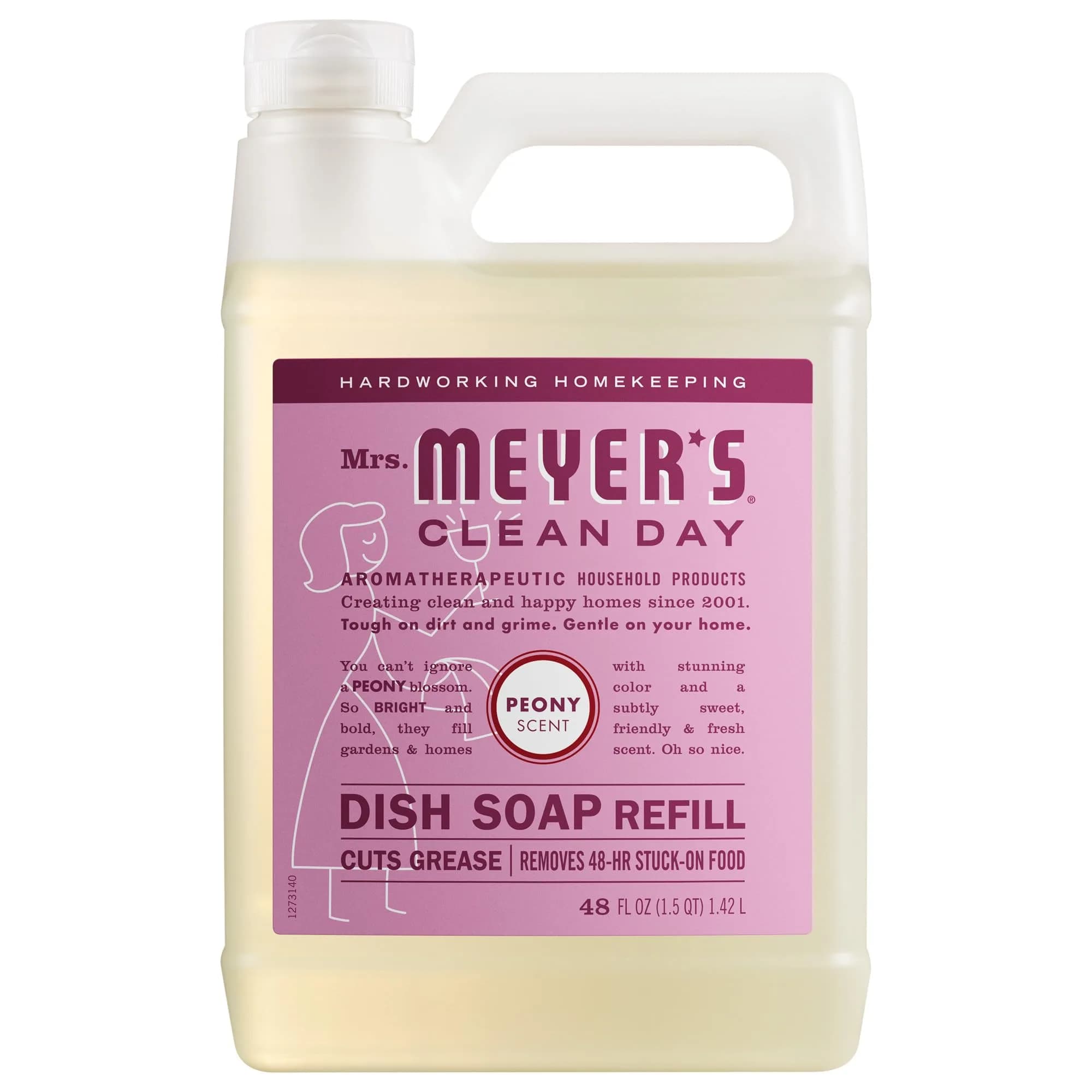MRS. MEYER'S Clean Day Liquid Dish Soap Refill Peony 1420ml (48 fl. oz) | Leaping Bunny Certified - main product image