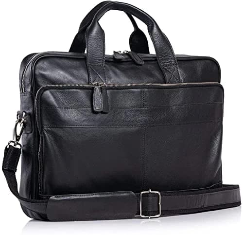 KomalC Leather Briefcase 16 inch (40.64 cm) Laptop Messenger Bag | Premium Buffalo Leather & YKK Zippers thumbnail 1